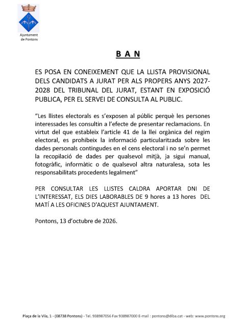 Ban exposició candidats