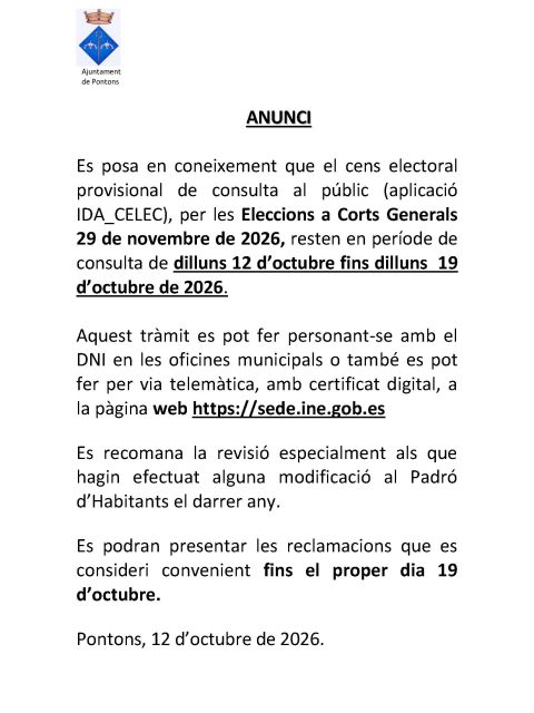 Ban exposició llistes cens