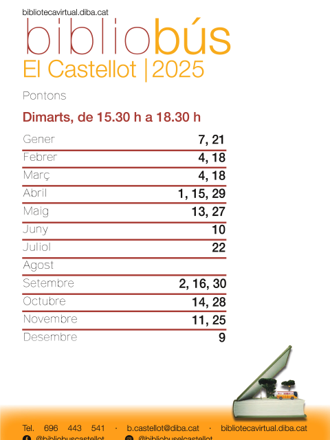 Horari bibliobús Pontons 2025